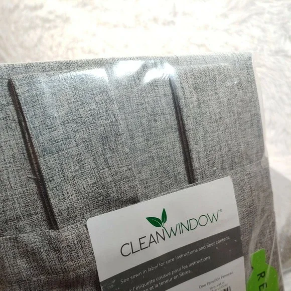 2x Clean Window Heathered Texture 50x84in Anti-Dust Curtain Grey Tab Panel NEW - Picture 4 of 5